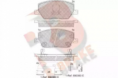 R BRAKE rb2243 -  Комплект тормозных колодок, дисковый тормоз